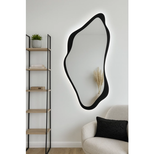 Lustro o nieregularnym kształcie w ramie mdf z podświetleniem - PIENA W RAMIE LED